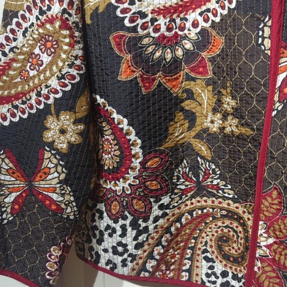 Alfred Dunner Brown/Tan/Red Lightweight Stitched Open Front Jacket Women's Sz 10 - Picture 3 of 8